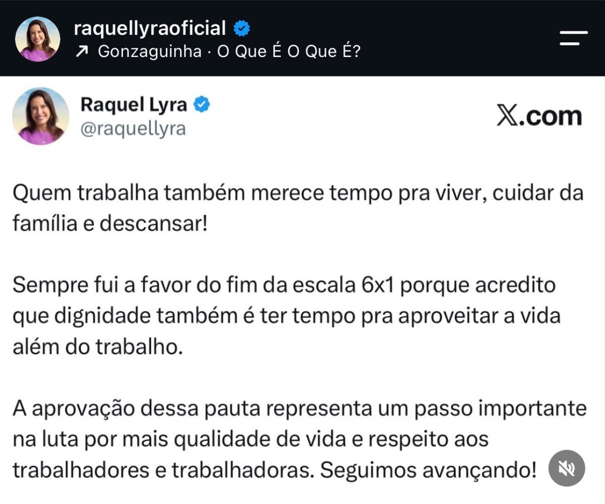 Raquel Lyra chamou a aprovação de "passo importante" (Reprodução)