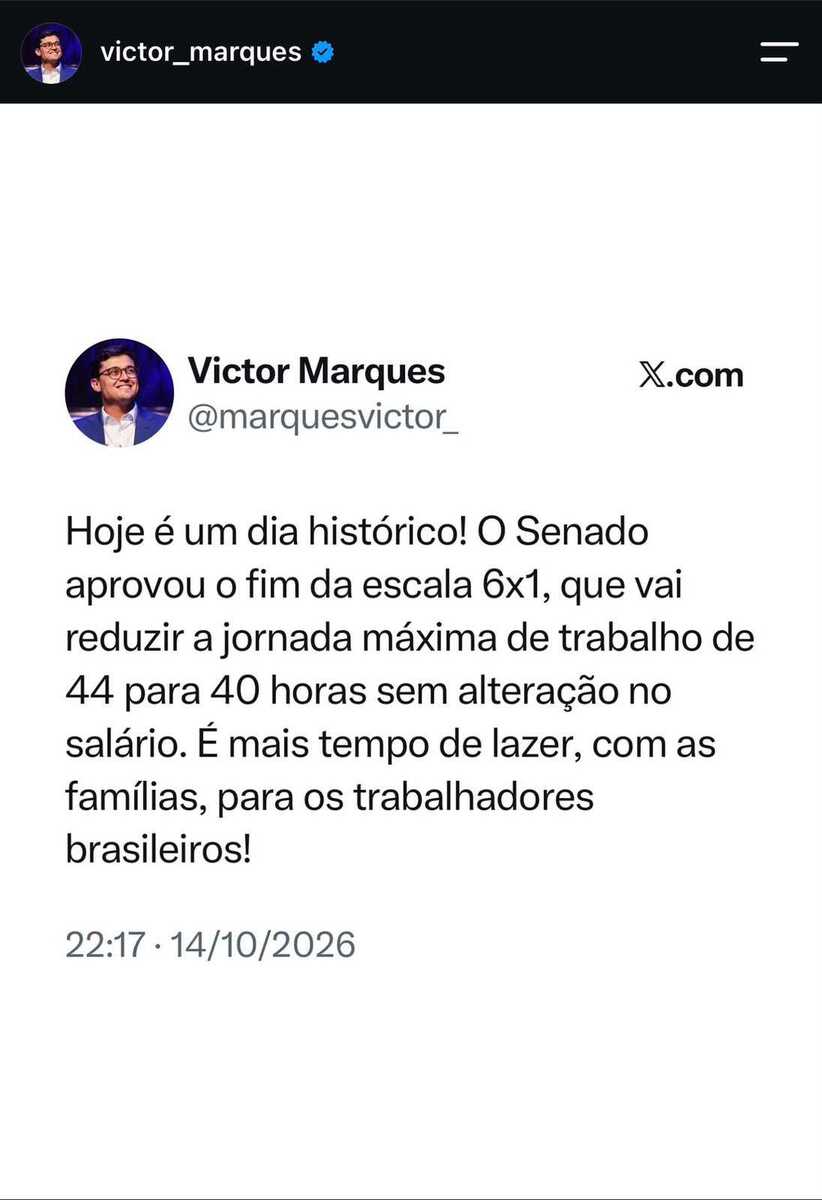 Victor Marques classificou a aprovação como "dia histórico" (Reprodução)