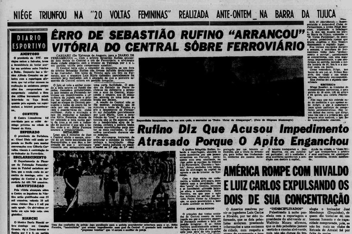 Página do DP que trouxe a vitória e Niege Rossiter no Rio/REPRODUÇÃO/DP