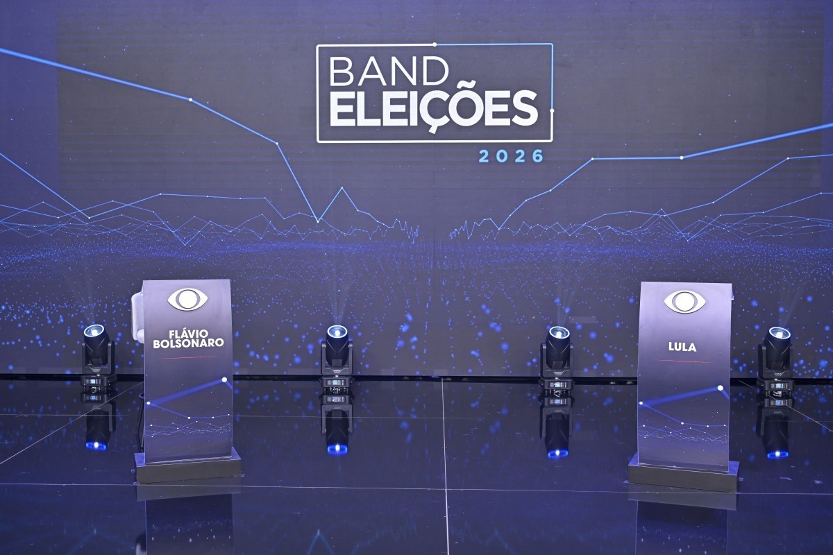 Estúdio pronto para o debate entre Flávio e Lula/Renato Pizzutto/Band