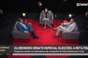 Edinho Silva, presidente do PT e coordenador da campanha &agrave; reelei&ccedil;&atilde;o de Lula, &agrave; direita, participou de debate nesta segunda-feira (19)