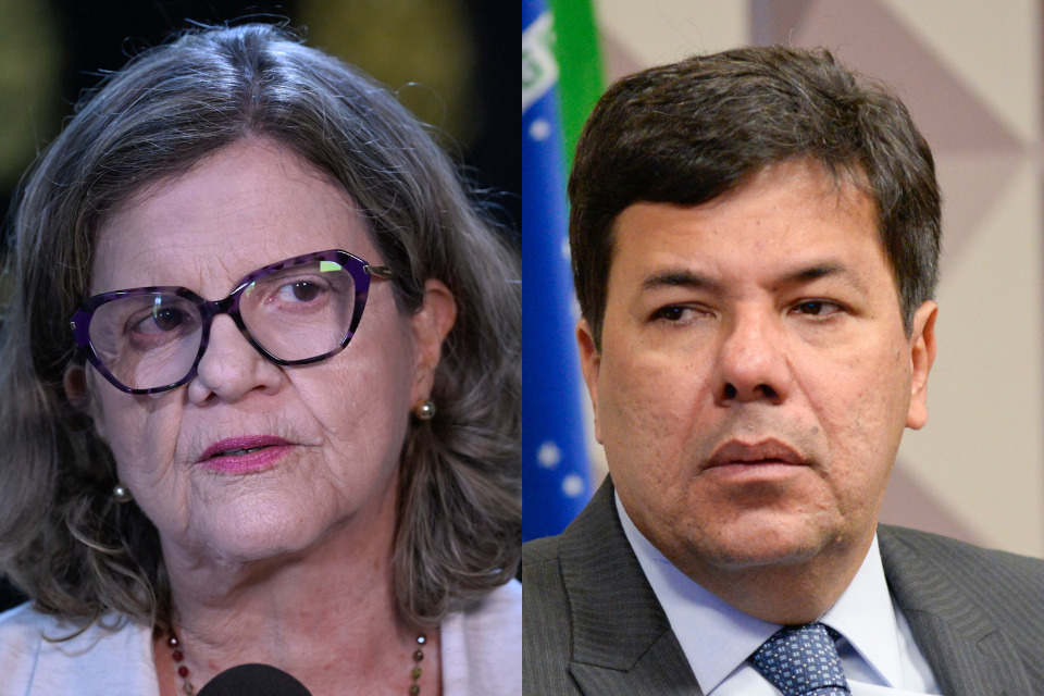 A senadora Teresa Leitão (PT) e o ex-ministro da Educação Mendonça Filho (PL)/Carlos Moura/Agência Senado e Jefferson Rudy/Agência Senado