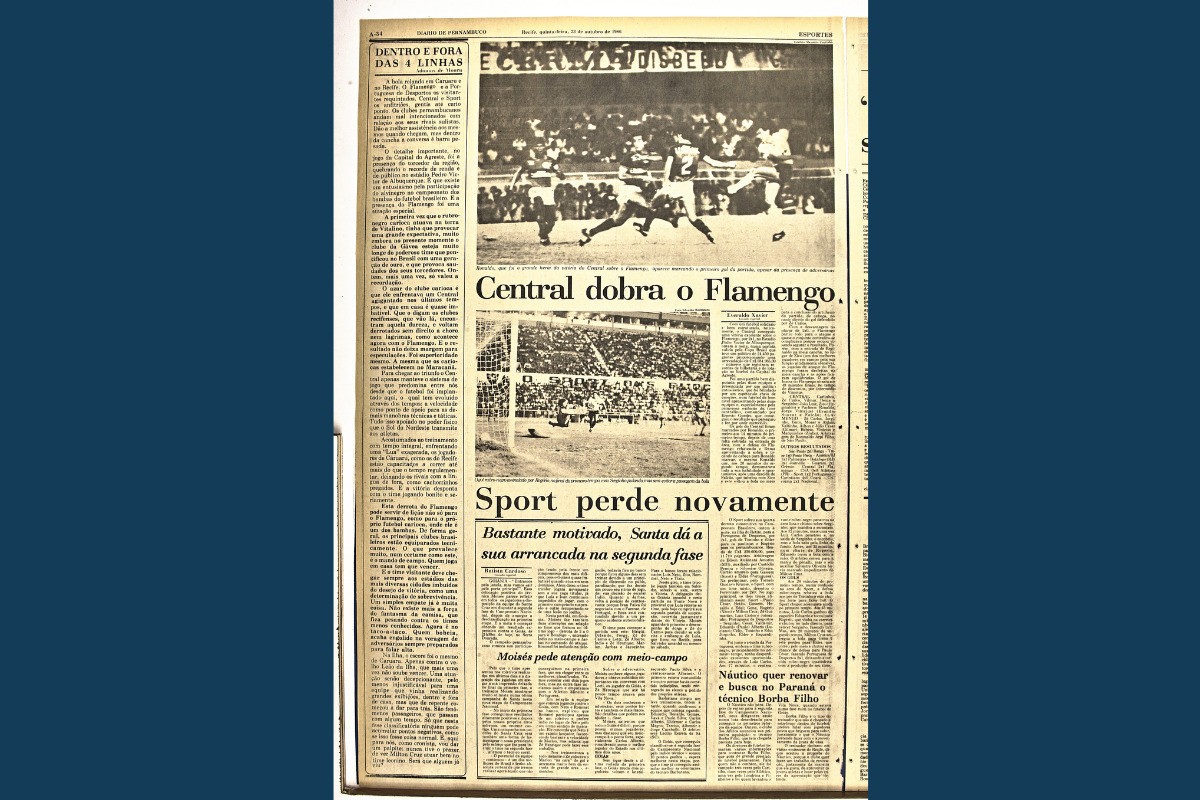 Relembre o dia em que o Central venceu o Flamengo de Bebeto no Lacerdão (Foto: Arcevo/DP)