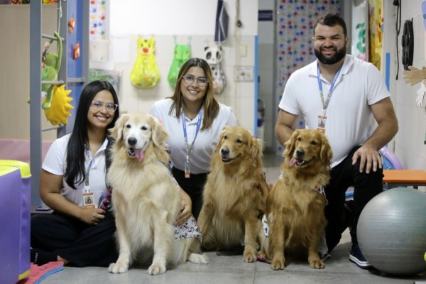 Cadelas participam de terapias no Hospital dos Servidores do Estado