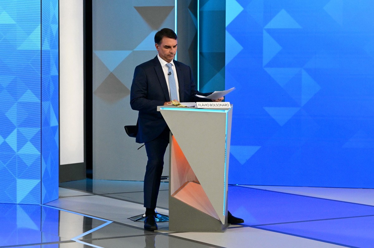 O senador e candidato à presidência da república Flávio Bolsonaro (PL). /Foto: PABLO PORCIUNCULA / AFP