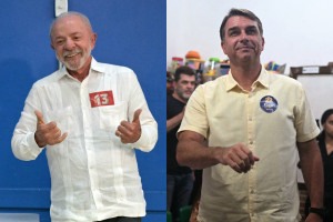 Candidatos &agrave; presid&ecirc;ncia Luiz In&aacute;cio Lula da Silva (PT) e Fl&aacute;vio Bolsonaro (PL)