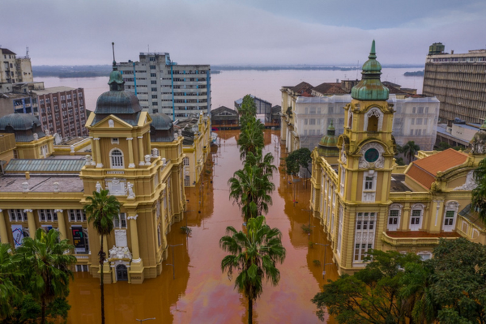 Enchentes atingiram grande parte do Rio Grande do Sul  (Foto: Secretaria de Estado da Cultura do Rio Grande do Sul/AFP)