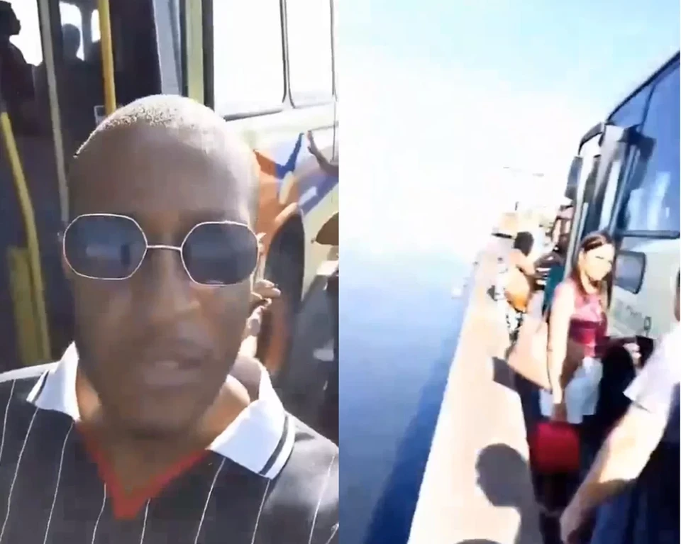 O vdeo ainda mostra a proximidade do veculo com a mureta da ponte (Crdito: Redes Sociais/Reproduo)