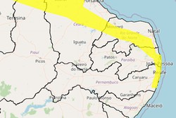 Faixa litornea de Pernambuco em estado 'Potencial de Perigo', segundo Inmet (Reproduo/Site do Inmet)