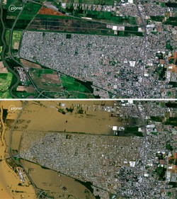 Veja fotos do Rio Grande do Sul antes e depois das enchentes (Crdito: HANDOUT / PLANET LABS PBC / AFP)