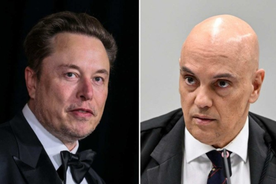 Elon Musk acusa Alexandre de Moraes de tolher a liberdade de expresso; e ministro do STF cobra do X o cumprimento de decises judiciais (Crdito: Evaristo Sa/AFP)