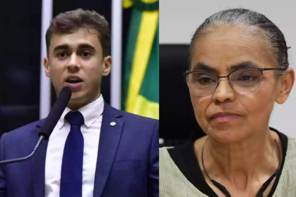 O deputado federal Nikolas Ferreira disse que a ministra Marina Silva '' a definio de mentira'' (Crdito: Cmara dos Deputados e Agncia Brasil)