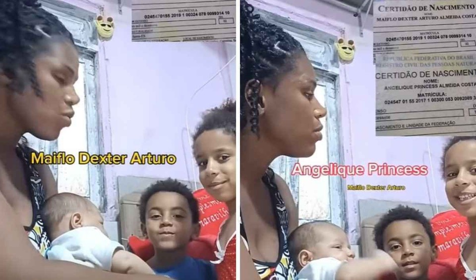 
Internet questiona nomes de Maiflo Dexter, Angelique Princess e Seokjin Manjoon
 (foto: Reproduo/Redes sociais)