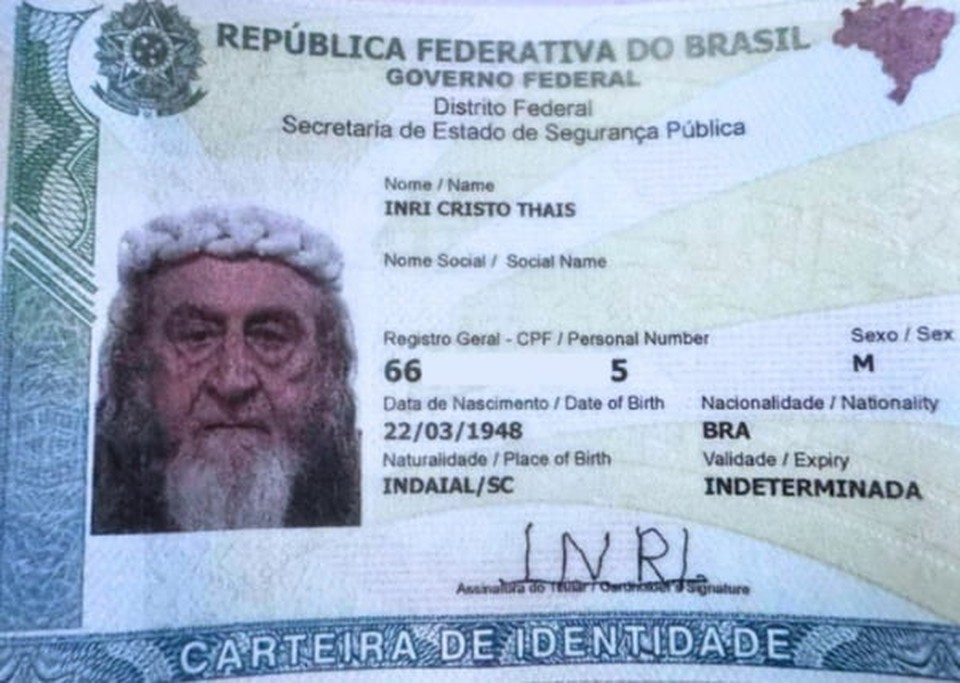 lvaro Thais agora  Inri Cristo na carteira de identidade  (foto: Acervo/coluna Paulo Cappelli/Metrpoles)