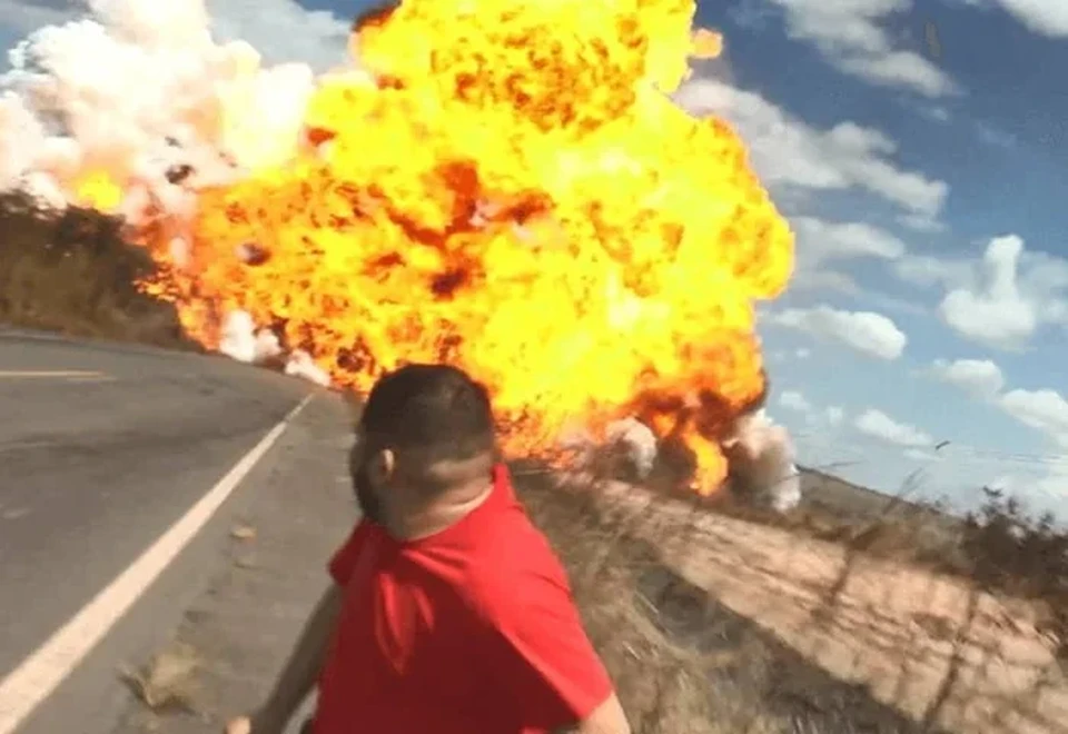 Exploso ocorreu na rodovia entre os municpios de Paragominas e Ulianpolis, no Par  (foto: Reproduo/SBT News)