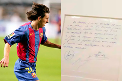 Guardanapo com assinatura do primeiro contrato de Messi com o Barcelona vai  leilo por quase R$ 2 milhes (REPRODUO)