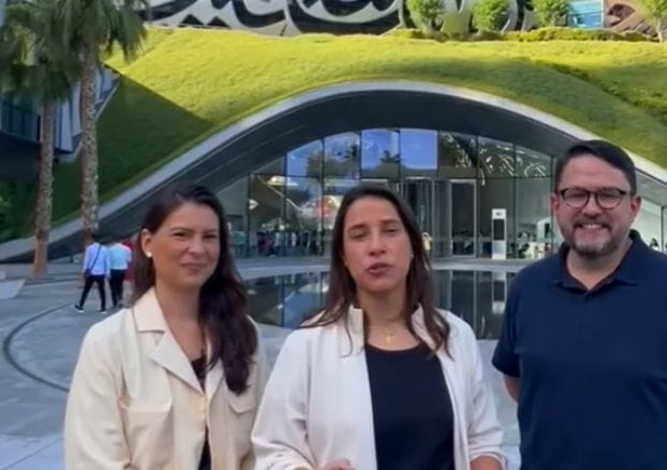 A governadora Raquel Lyra (PSDB) fez o anncio do plano "PerMeie", durante reunio de chefes de estados de todo o mundo, na COP 28, em Dubai (Foto: Reproduo/Redes sociais )