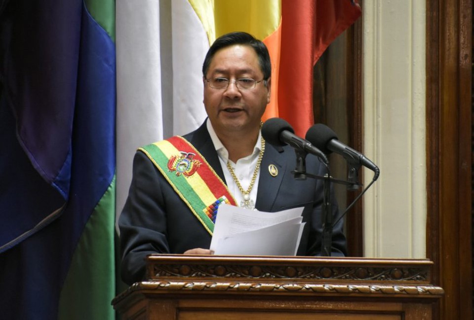 Presidente da Bolvia, Luis Arce (foto: Handout / ABI / AFP)