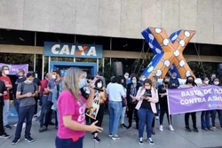 Em São Paulo, bancários protestam contra assédios moral e sexual (Crédito: Seeb/Sp
)