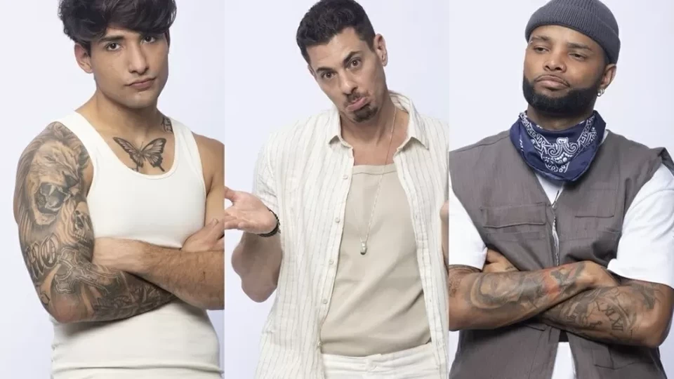 Na foto: Cau Fantin, Sacha Bali e Zaac, respectivamente  (foto: Reproduo/PlayPlus)