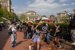 Protesto na Universidade Columbia, em Nova York