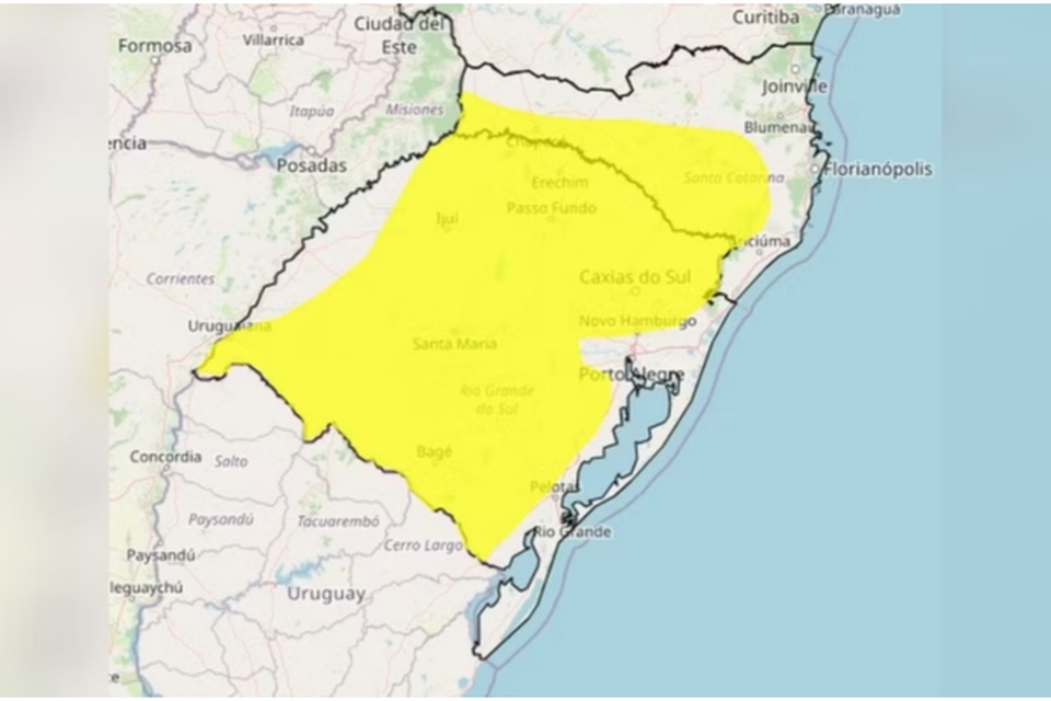 Risco geada no Rio Grande do Sul (Crdito: Inmet)