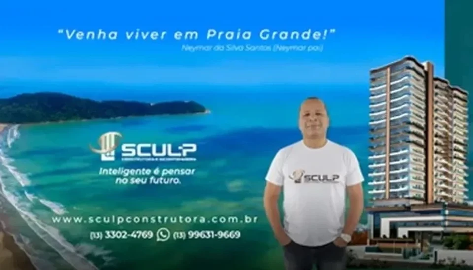 funcionária pública alega que Neymar pai tem relação com a construtora Sculp, de quem teria sido "garoto-propaganda" (Foto: Reprodução)