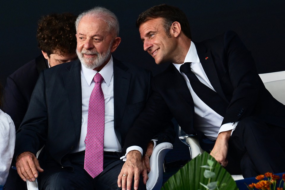 Esta quarta-feira (27) foi o segundo dia de visita do presidente francs ao Brasil  (foto: Pablo PORCIUNCULA / AFP)