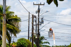 Neoenergia realiza ao de retirada de cabos irregulares de postes em Caruaru (Divulgao)