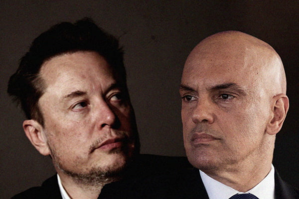 Recentemente o Elon Musk comeou a acusar o ministro do STF, Alexandre de Moraes, de ser um 'ditador' (Crdito: Arte/Metrpoles)