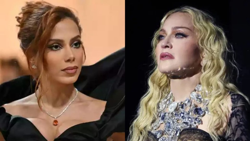 Anitta e Madonna (foto: AFP e Kevin Mazur - WireImage para Live Nation/Divulgao)