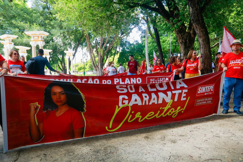 Professores participaram de ato no Recife  (Foto: Marina Torres/DP)