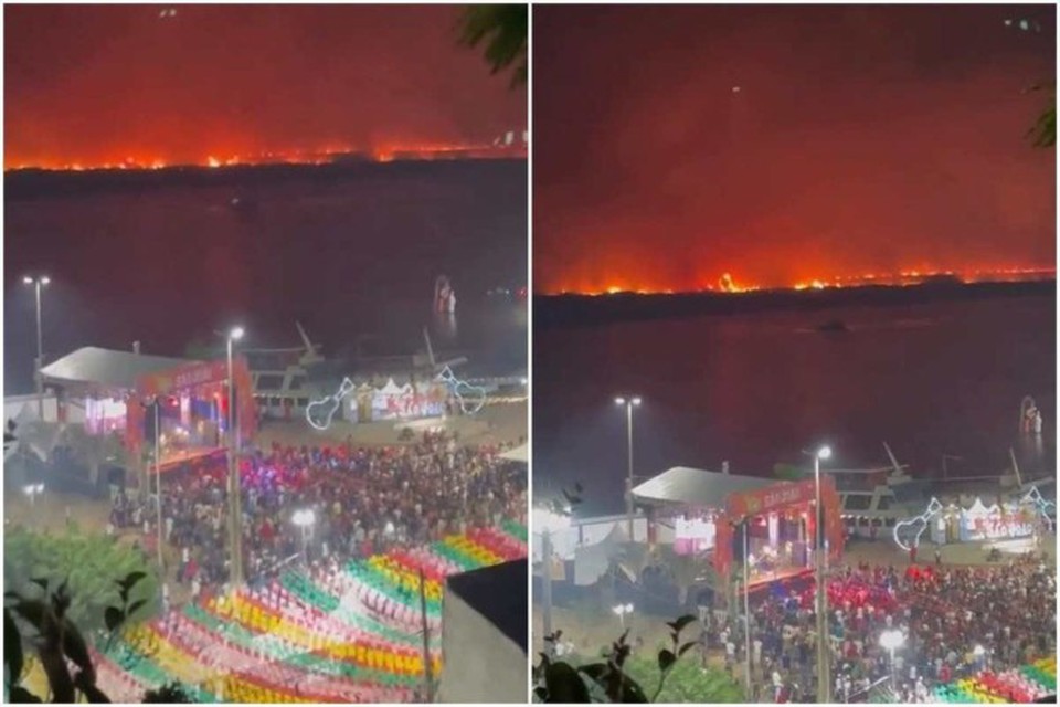 O contraste entre a festa e a tragdia ambiental gerou diversas crticas  (foto: Reproduo/Redes sociais)