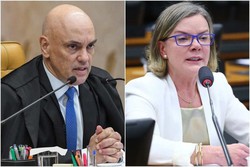 Moraes repudia críticas de Gleisi sobre existência do TSE (foto: Carlos Moura/SCO/STF e Vinicius Loures/Câmara dos Deputados)