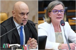 Moraes repudia crticas de Gleisi sobre existncia do TSE (foto: Carlos Moura/SCO/STF e Vinicius Loures/Cmara dos Deputados)