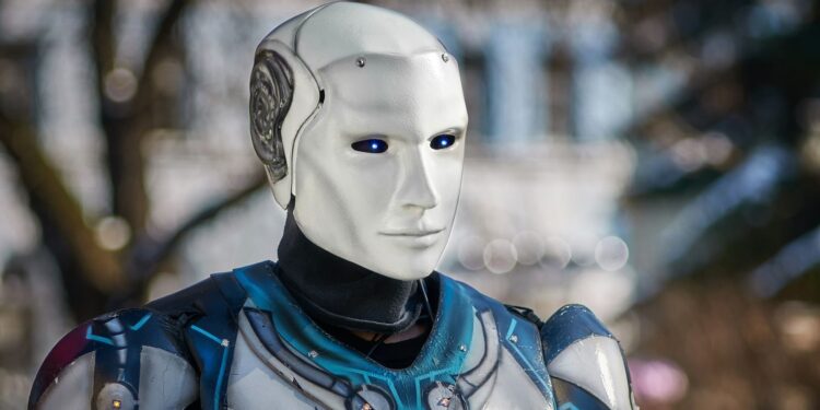 Robô humanoide dispara pista corrida