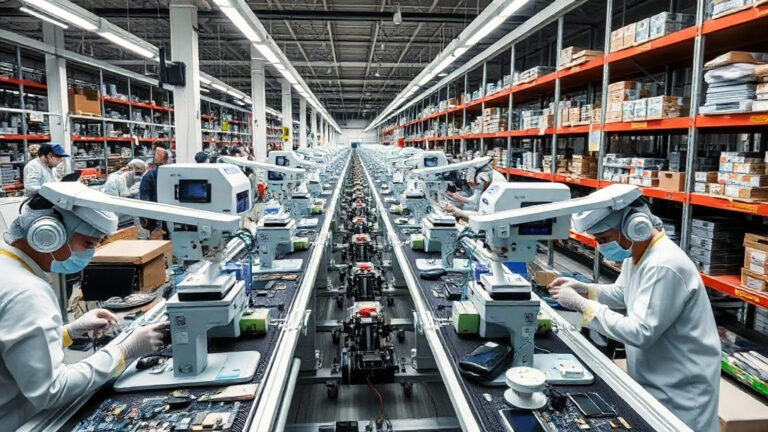 Dentro gigante fábrica celulares produz