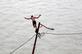 Um jovem est no topo de um poste de eletricidade submerso antes de pular no rio Ganges, pois o nvel da gua dos rios Ganges e Yamuna aumentou em Allahabad em 19 de setembro de 2019 (Foto: Sanjay kanojia / AFP) - 