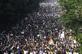 Apoiadores e ativistas do Congresso de Trinamool (TMC) participam de um comcio em massa com a presena do ministro-chefe do estado de Bengala Ocidental e lder do Congresso de Trinamool (TMC) Mamata Banerjee (invisvel), para protestar contra a Lei de Emenda  Cidadania do governo indiano (CAA), em Calcut em 16 de dezembro de 2019. Foto: Dibyangshu SARKAR / AFP. -  Dibyangshu SARKAR / AFP
