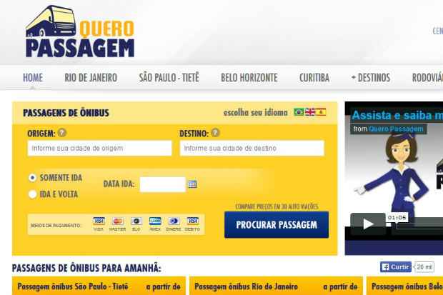 Site Quero Passagem ajuda na hora de escolher o bilhete rodovirio. Foto: queropassagem.com.br/Reproduo
