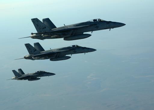 Caas Super Hornets F18 sobrevoam o norte do Iraque. Foto: US Air Forces Central Command/AFP/Arquivos Staff Sgt. Shawn Nickel 