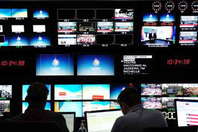 Sala de controle da Al Jazeera em 16 de agosto de 2013 ( AFP/Arquivos Stan Honda)
