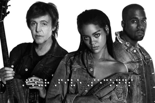 Paul McCartney, Rihanna e Kanye West. Crdito: Rihanna/Divulgao