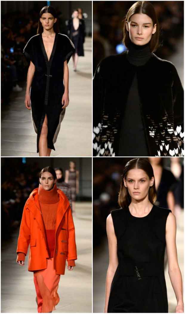 Cores sóbrias, como o preto, e golas altas, foram destaques. Foto: mbfashionweek.com/new-york/Reprodução Cores sóbrias, como o preto, e golas altas, foram destaques. Foto: mbfashionweek.com/new-york/Reprodução