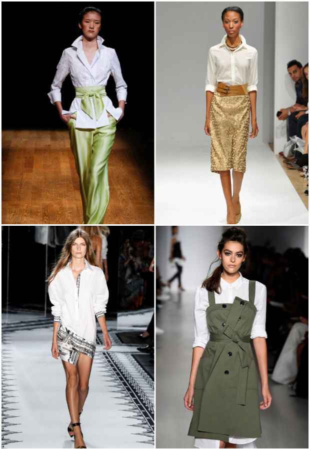 Camisa branca ganha várias roupagens. Foto: mbfashionweek.com/new-york/Reprodução Camisa branca ganha várias roupagens. Foto: mbfashionweek.com/new-york/Reprodução