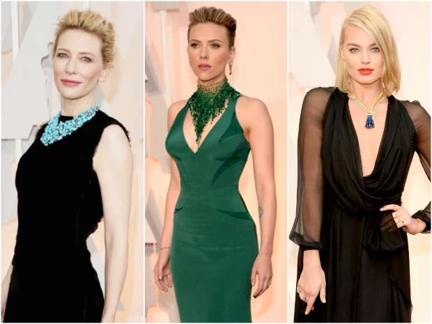 Já Cate Blanchett (esquerda) entrou na onda dos maxi acessórios. Crédito: AFP Já Cate Blanchett (esquerda) entrou na onda dos maxi acessórios. Crédito: AFP