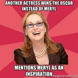 "Ganha o Oscar em vez de Meryl e diz que Meryl  uma inspirao" (Reproduo/Facebook)
