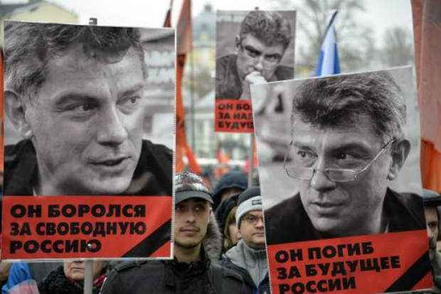 Simpatizantes de Nemtsov marcham em Moscou. Crdito: Yuri Kadobnov/AFP