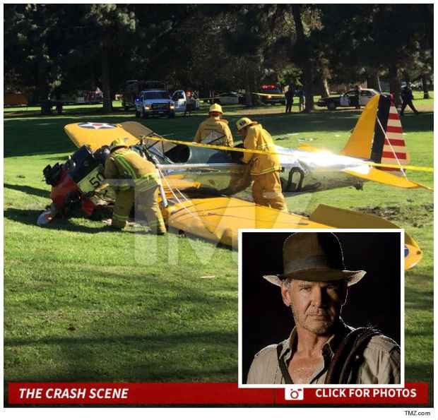 Aeronave caiu num campo de golfe prximo a Los Angeles. Ator  piloto experiente. Crdito: TMZ/Reproduo