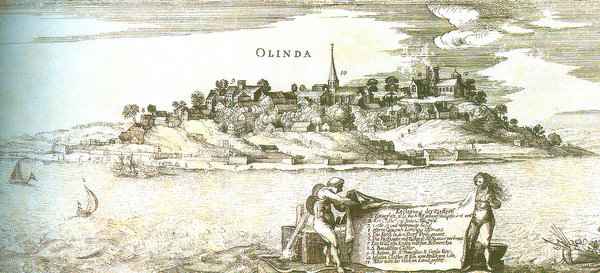 Paisagem de Olinda em 1630, em gravura do acervo do Museu do Estado de Pernambuco (Foto: Museu do Estado/ Reproduo)